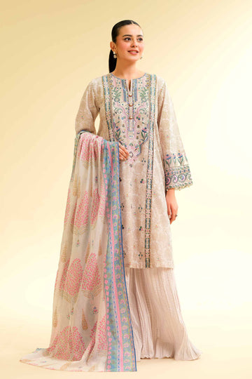 Nishat Linen 3 Piece - Gold Printed Embroidered Suit - 42501416 Online Shopping